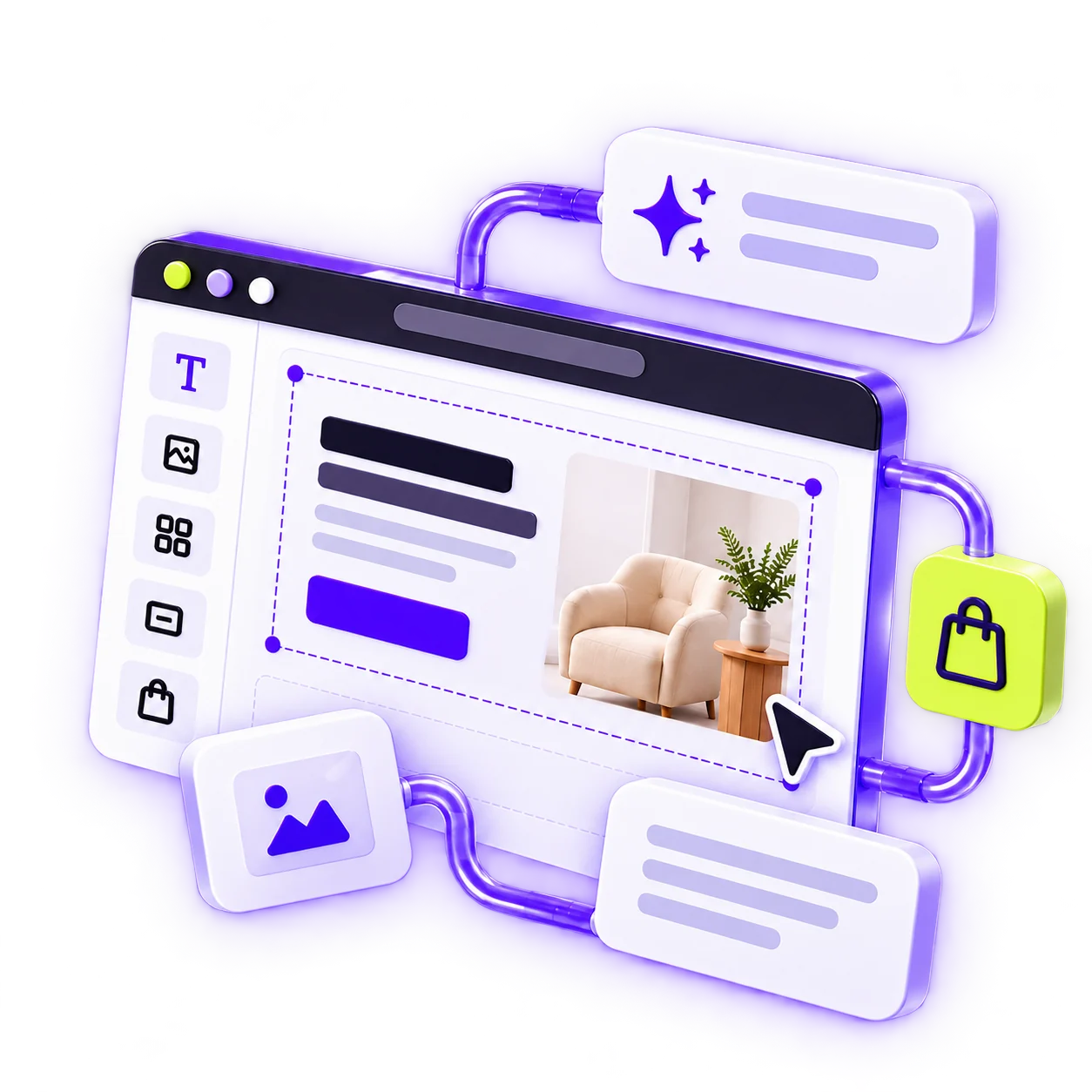 Конструктор сторінок Shopcore: готові блоки, зображення та інструменти ШІ